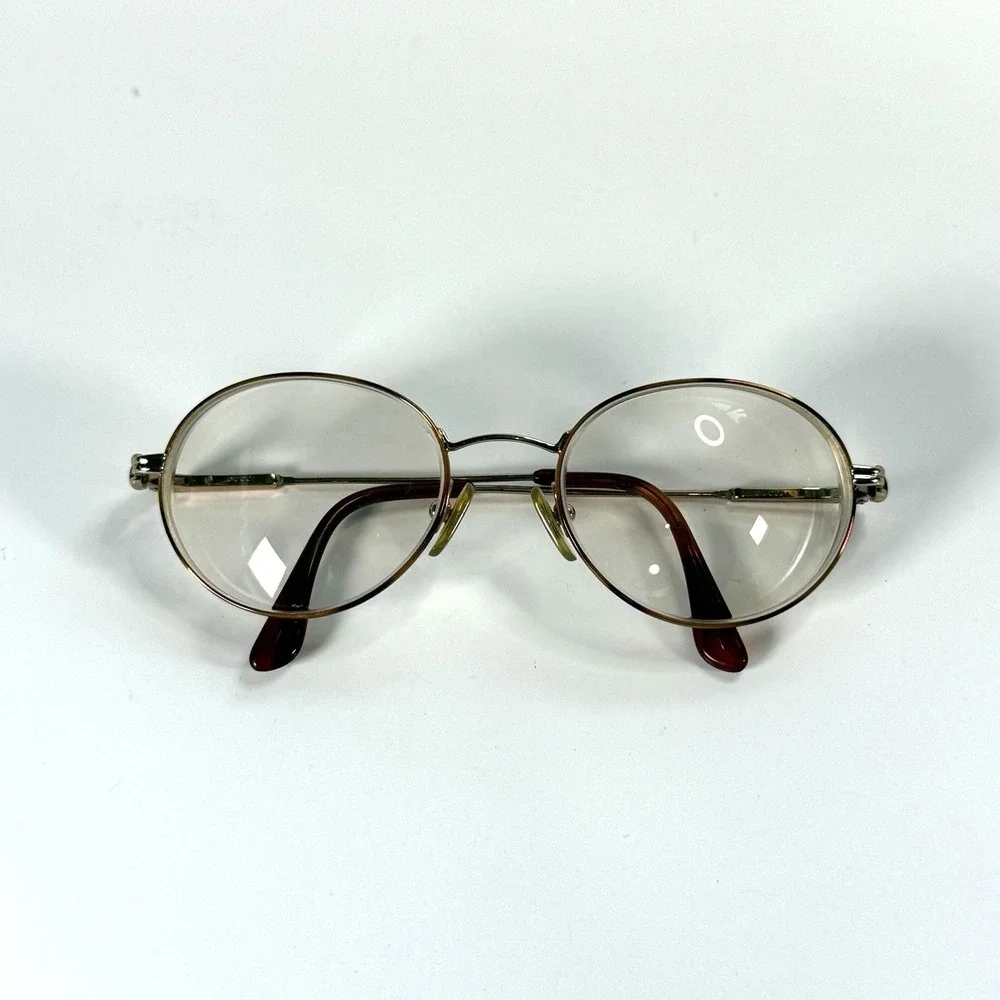 VTG‎ Gucci Knot Round Eyeglasses Frame Only 51-19-132 Metal Gold Womens Full Rim